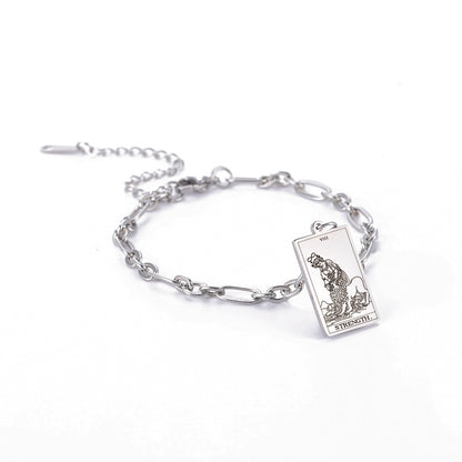 12 Tarot Card Series Fashion Trend Long Oval Link Chain Bracelet