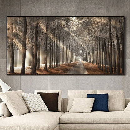 HD Printed Painting Framed Art Works Home Walls Art Fall Scenery Canvas Prints Panorama Forest Wall Hanging Decor 40x80cm