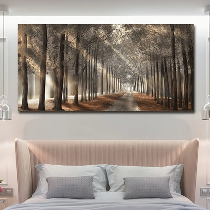 HD Printed Painting Framed Art Works Home Walls Art Fall Scenery Canvas Prints Panorama Forest Wall Hanging Decor 40x80cm